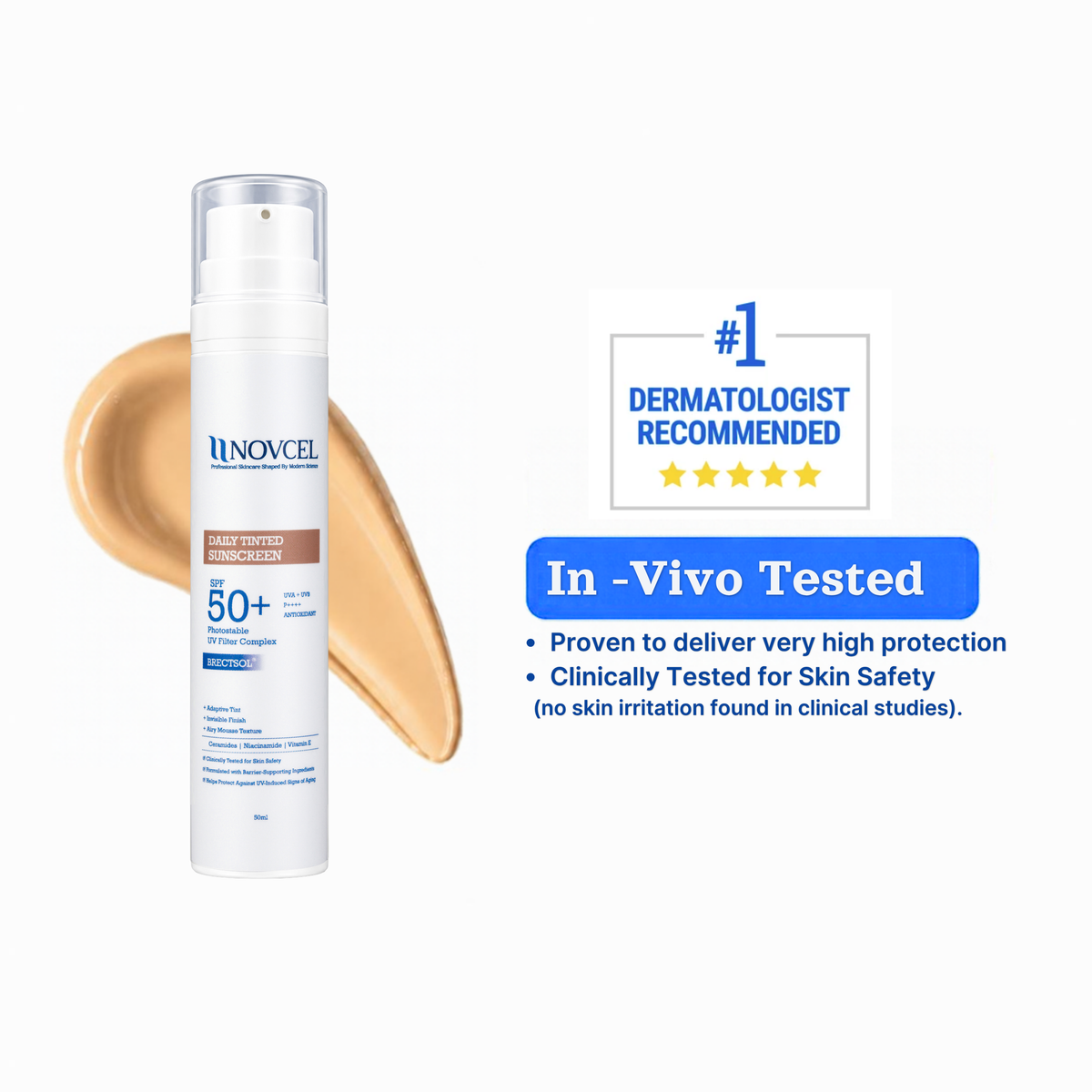 NOVCEL Daily Tinted Sunscreen SPF 50+ | IN-VIVO TESTED